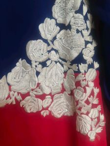 Blue &amp; Red Embroidered Kurti
