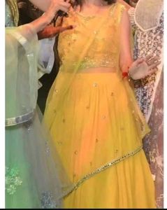 Beautiful Party Wear Yellow Lehnga