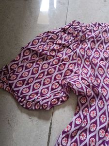 Purple Print Wrap Dress