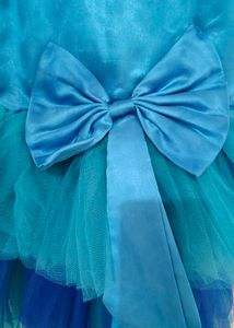 Pink Chick Green And Blue Satin Net Dress