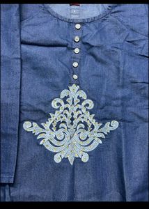 denim Stylish  Embroidered Kurta