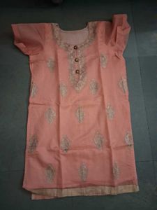 Elegant Peach Embroidered Kurta