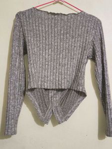 Ribbed Button-Up Knit Top