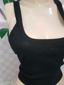 (1200)Basic Black Ribbed Tank Top