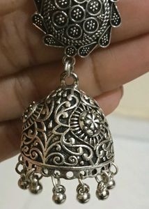 Silver Jhumka Earrings