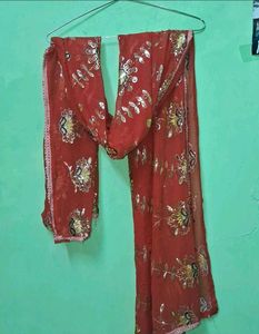 Red Embroidered Kurta dupatta of 2
