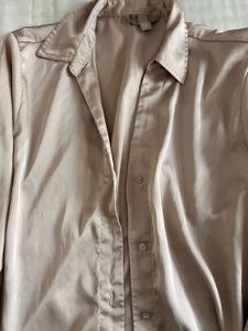 Champagne Satin Button-Down Shirt