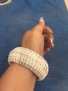 White Woven Bangle Bracelet