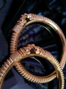 Exquisite Gold Plated Bangles with Lion Head Desig