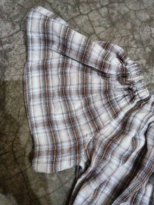Aesthetic korean Plaid Off-Shoulder Top