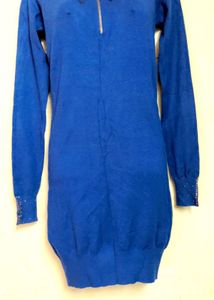 Blue Knit Thin Sweater Dress(stretchable)
