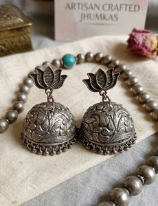 Artisan Crafted Lotus Jhumkas