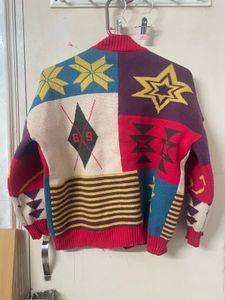 Abstract Vintage Style Patchwork Cardigan