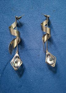 Unique Spiral Drop Earrings with Crystal