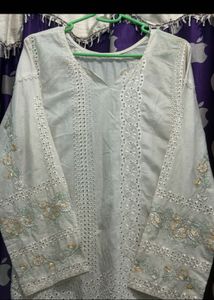 Elegant White Kurta Set with Floral Dupatta