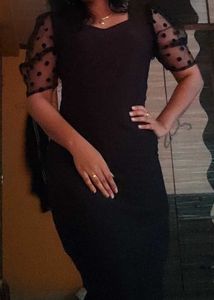 Elegant Black Sheer Sleeve Gown