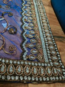 Beautiful Blue Embroidered lehanga  Saree