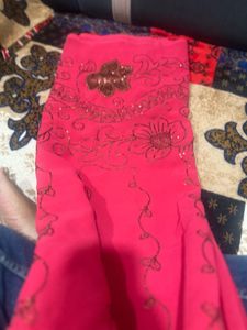 Elegant Pink Embroidered Saree