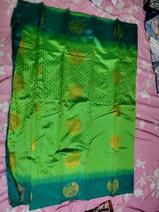 Emerald Green Semi Silk Saree