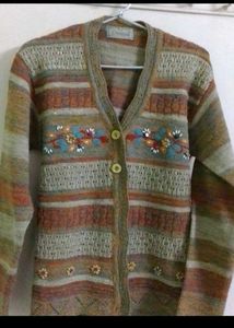 Pure Wool Embroidered Cardigan