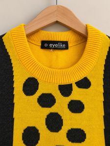 Cute Yellow &amp; Grey Polka Dot Sweater