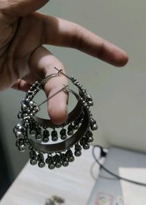 Oxidized Silver Jhumka Earrings