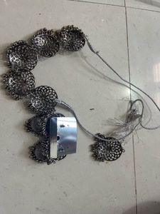 Oxidized Silver Jhumka Earrings