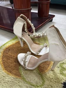 White Pearl Embellished Heels