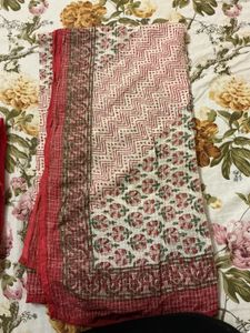 Vibrant Coral Kurta Set with Dupatta