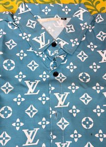 Stylish Blue LV Print Shirt
