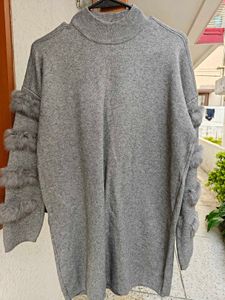 Imported Gray Sweater Dress