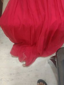 Pink &amp; Gold Striped ethnic gown.