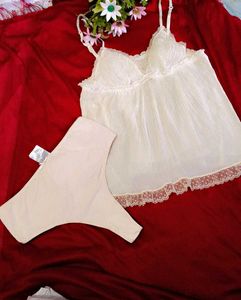 Lace Trim night spaghetti top with bottom