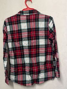 Red Plaid Button-Up Shirt