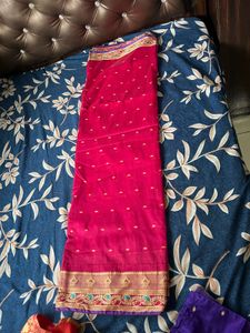 Vibrant Pink Saree with Stitched Blouse