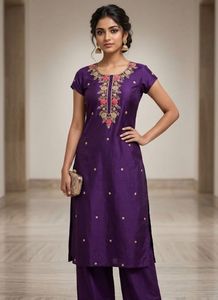 Elegant Purple Embroidered Kurta Set