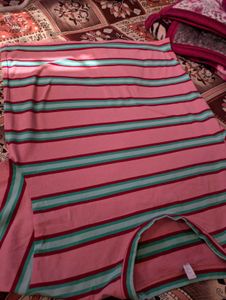 Pink Striped Casual T-Shirt
