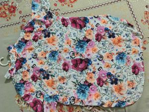 Floral Print Button-Up Shirt with Scarf