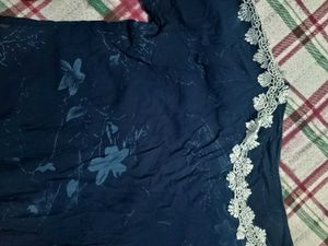 Elegant Navy Blue top with Lace Trim