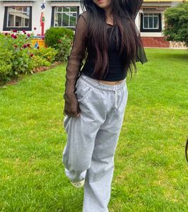 Gray Wide Leg Sweatpants