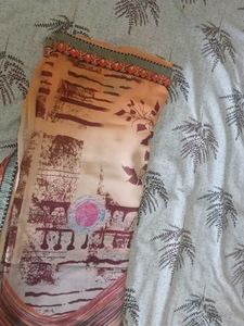 Peach Abstract Print Saree