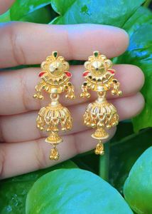 Gold Plated Traditional Jhumka Earrings For Women
