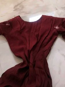 Maroon Kurta with White Embroidery