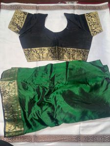 Elegant Green Saree with Gold Border