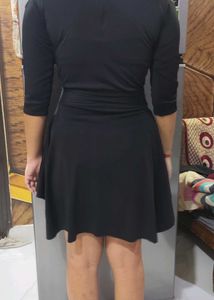 Black Cold-Shoulder Fit &amp; Flare Dress