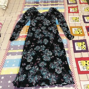 Deep Back Floral Chiffon Kurthi