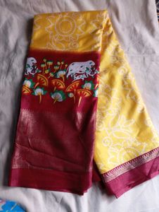 Dollo Silk Kalamkari Saree