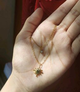 Anti Tarnish Layered Starburst Crystal Necklace