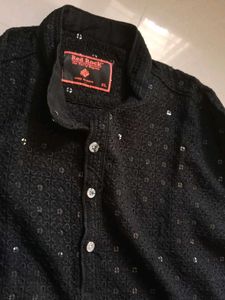 Men's Black Sequin Kurta