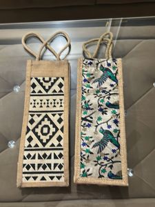 Set of 2 Jute bottle bags